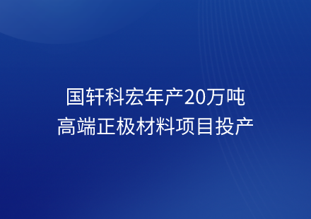 国轩科宏年产20万吨高端正极材料项目投产
