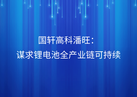 “碳”路可持续丨国轩高科潘旺：谋求锂电池全产业链可持续