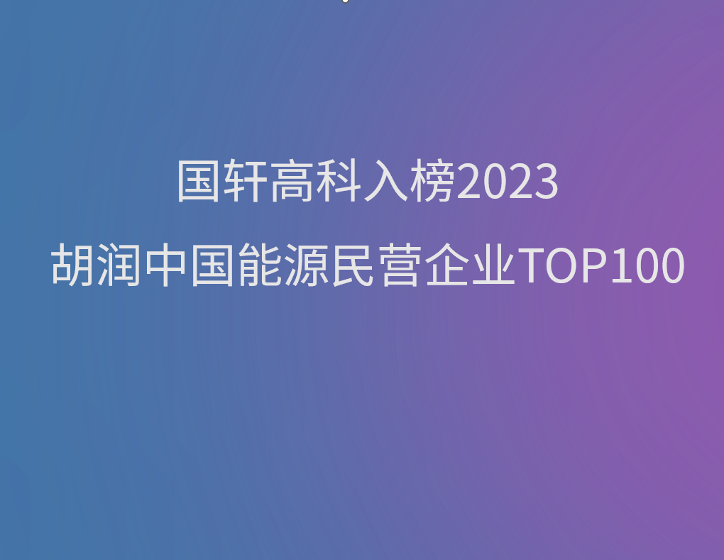 国轩高科入榜《2023胡润中国能源民营企业TOP100》