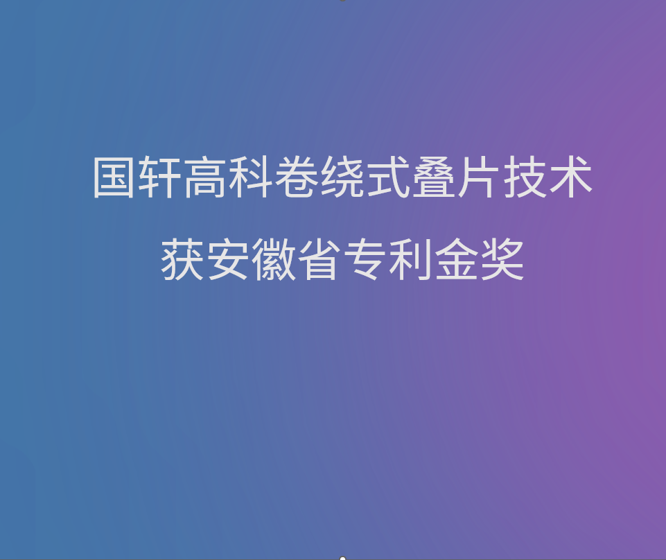 国轩高科卷绕式叠片技术获安徽省专利金奖