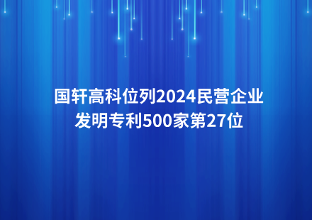 国轩高科位列2024民营企业发明专利500家第27位
