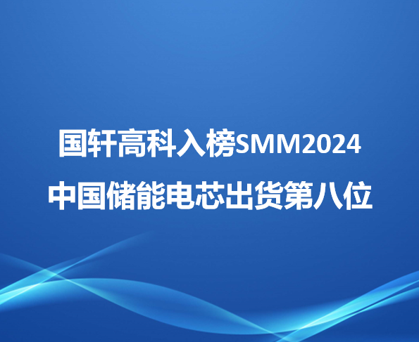 国轩高科入榜SMM2024中国储能电芯出货第八位